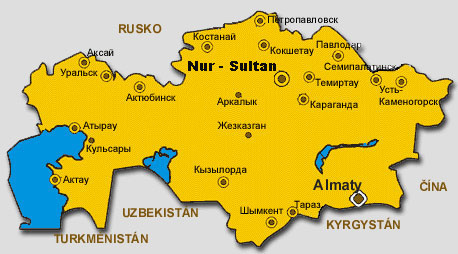 mapa republiky Kazachstn